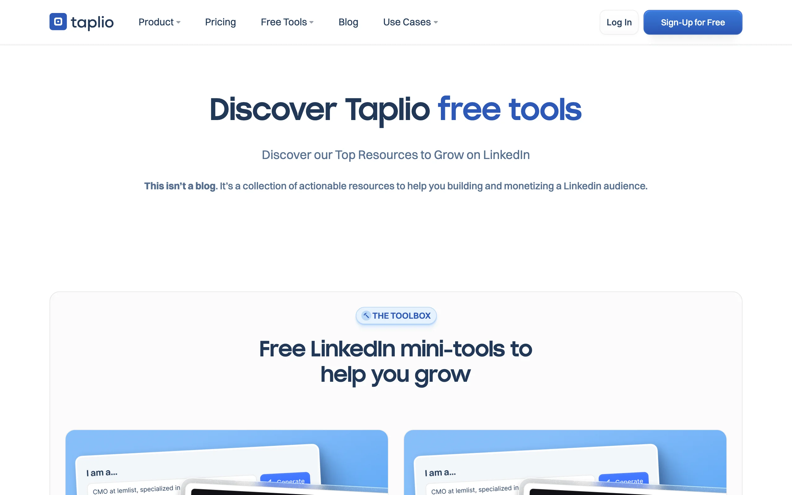 Free LinkedIn Tools with Taplio
