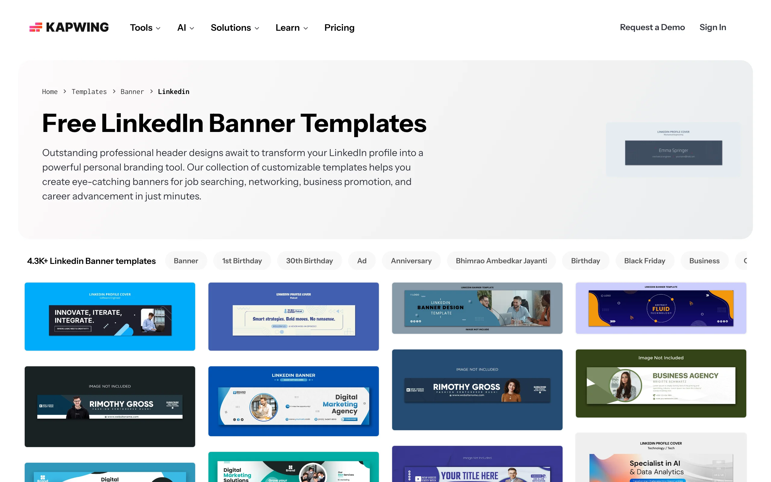 LinkedIn Banner Maker with Kapwing