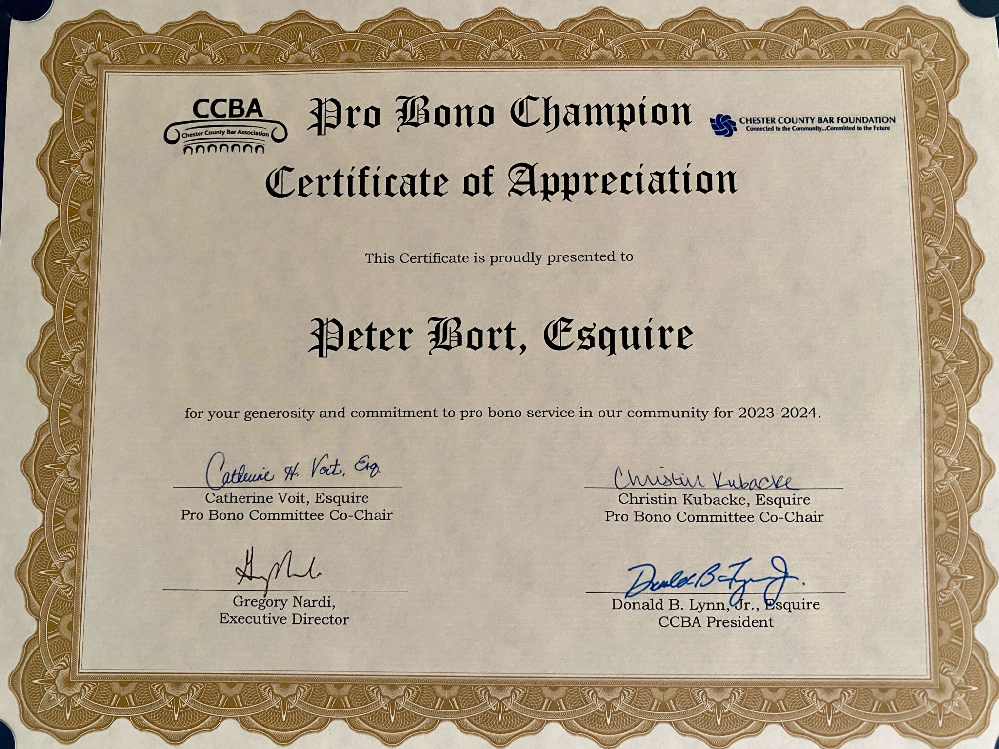 LinkedIn post image: 41 years of pro bono work and counting….