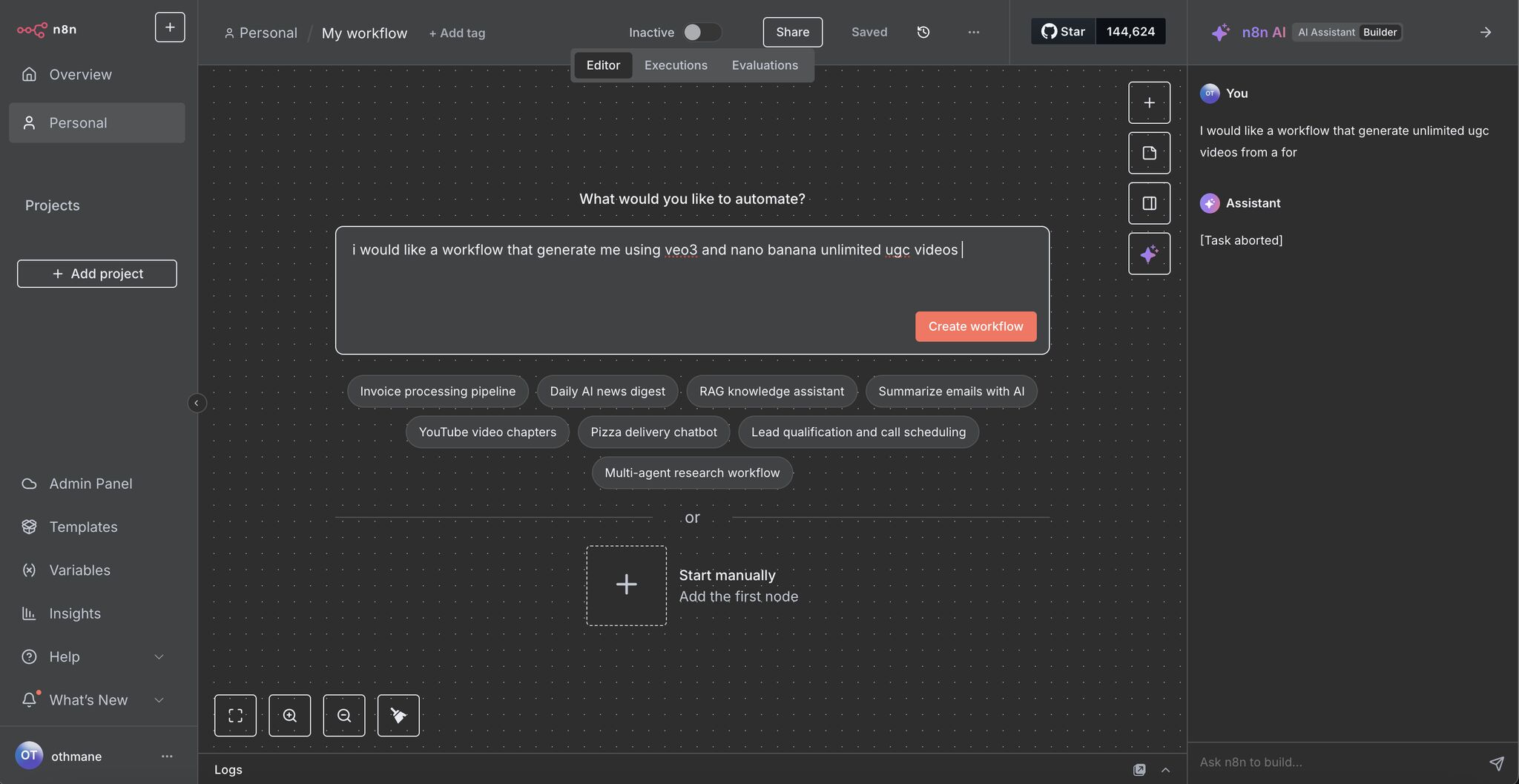 LinkedIn post image: The new AI Workflow Builder in n8n is here.