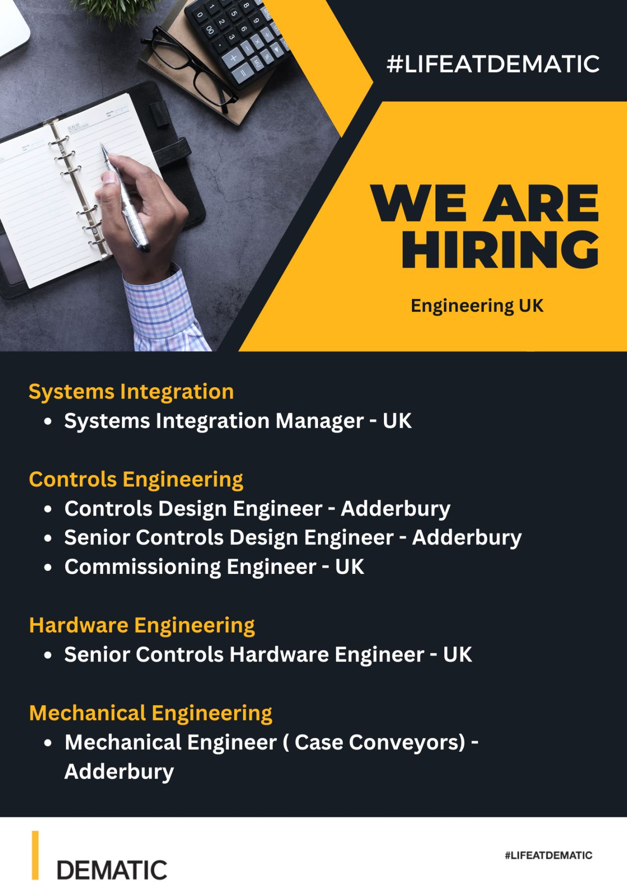 LinkedIn post image: We’re Hiring! 🚀 Join Dematic and help shape the future of automation.