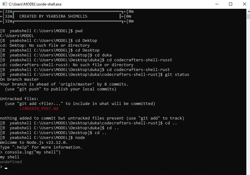 LinkedIn post image: I just built a command-line shell from scratch using Rust! 🦀
