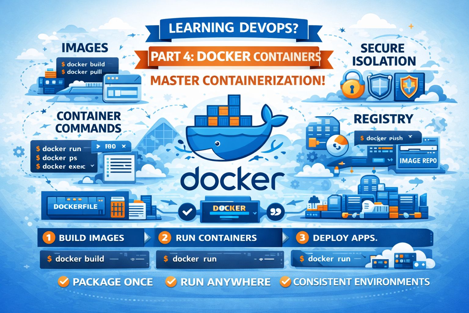 LinkedIn post image: 📌 DevOps Learning Series – Part 4: Docker 🐳