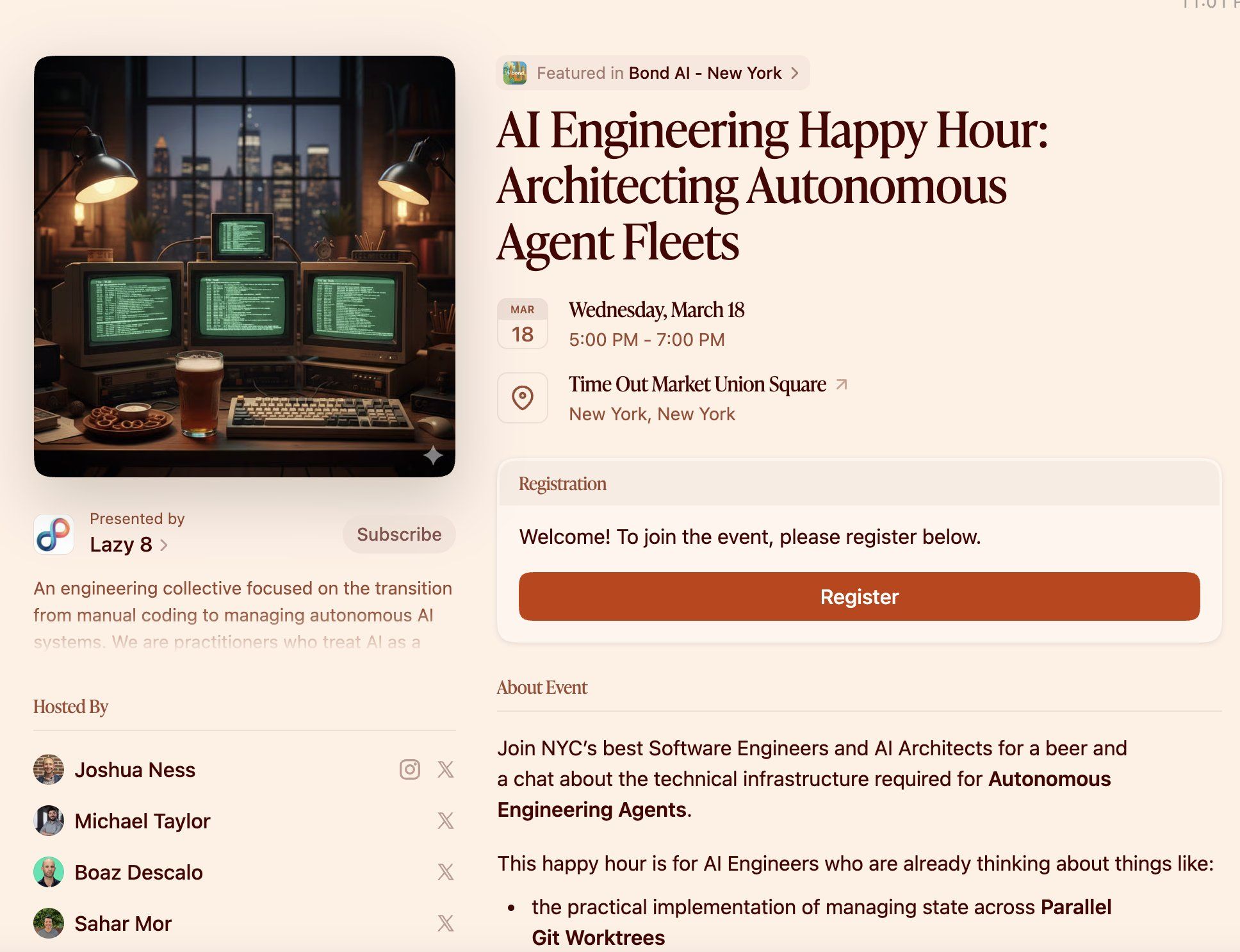 LinkedIn post image: I'm trying to meet all the other AI degenerates in NY so I put this together. Come say hi