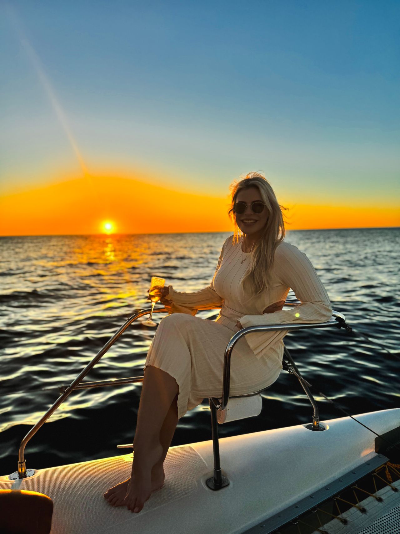 LinkedIn post image: My birthday, 2023: I’m on a catamaran in Italy. I'm with my amazing family, we'd hired it for the day. We're meant to be