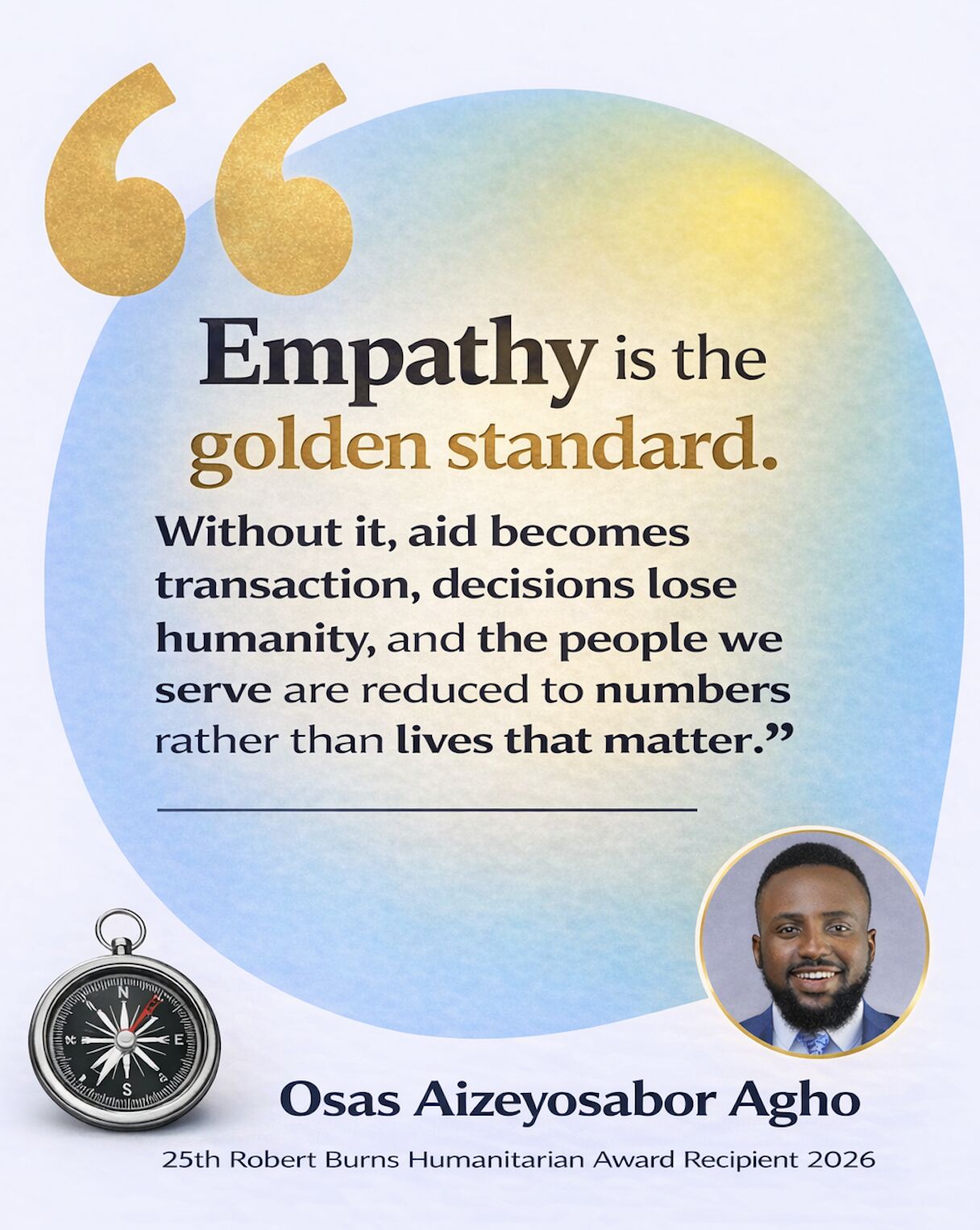 LinkedIn post image: Without #empathy, humanitarian action loses its purpose.