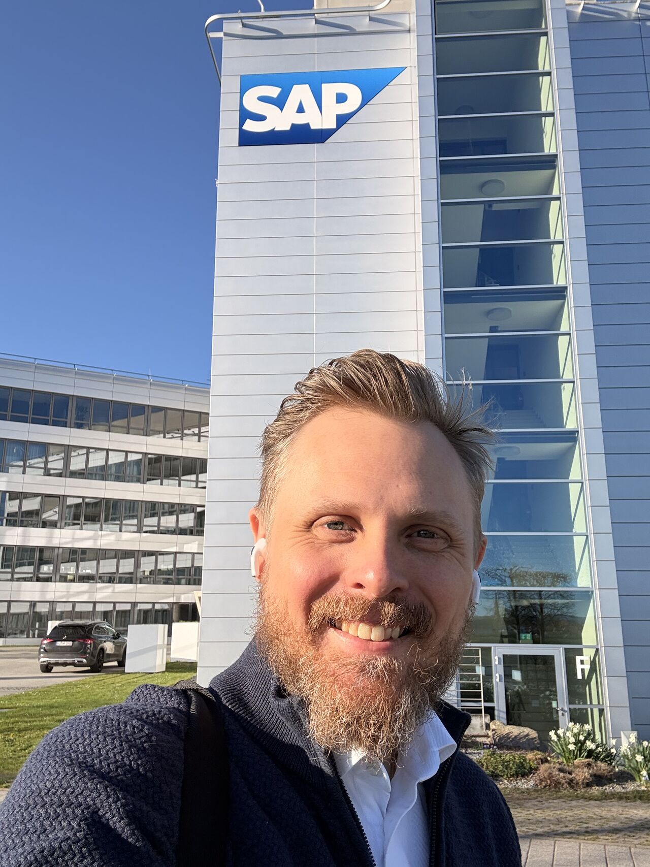 LinkedIn post image: Sun on my face in Walldorf this morning, visiting SAP HQ with customer leadership. And you know what? It’s one of those 