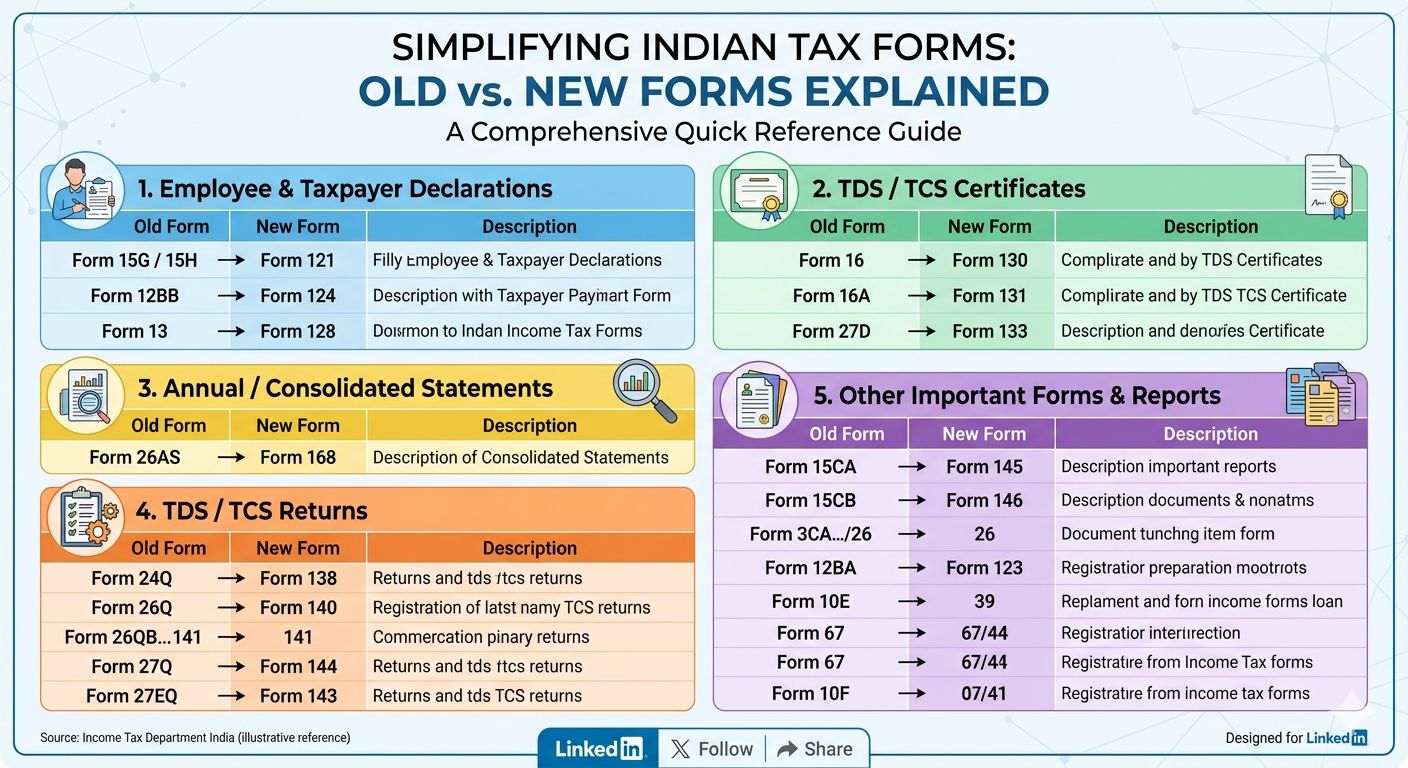 LinkedIn post image: Bookmark This: The Old vs. New Indian Tax Form Map 📍