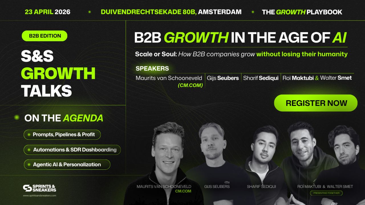 LinkedIn post image: Hello {First Name}, do you want to come to a B2B event with speakers from CM.com and Sprints & Sneakers?