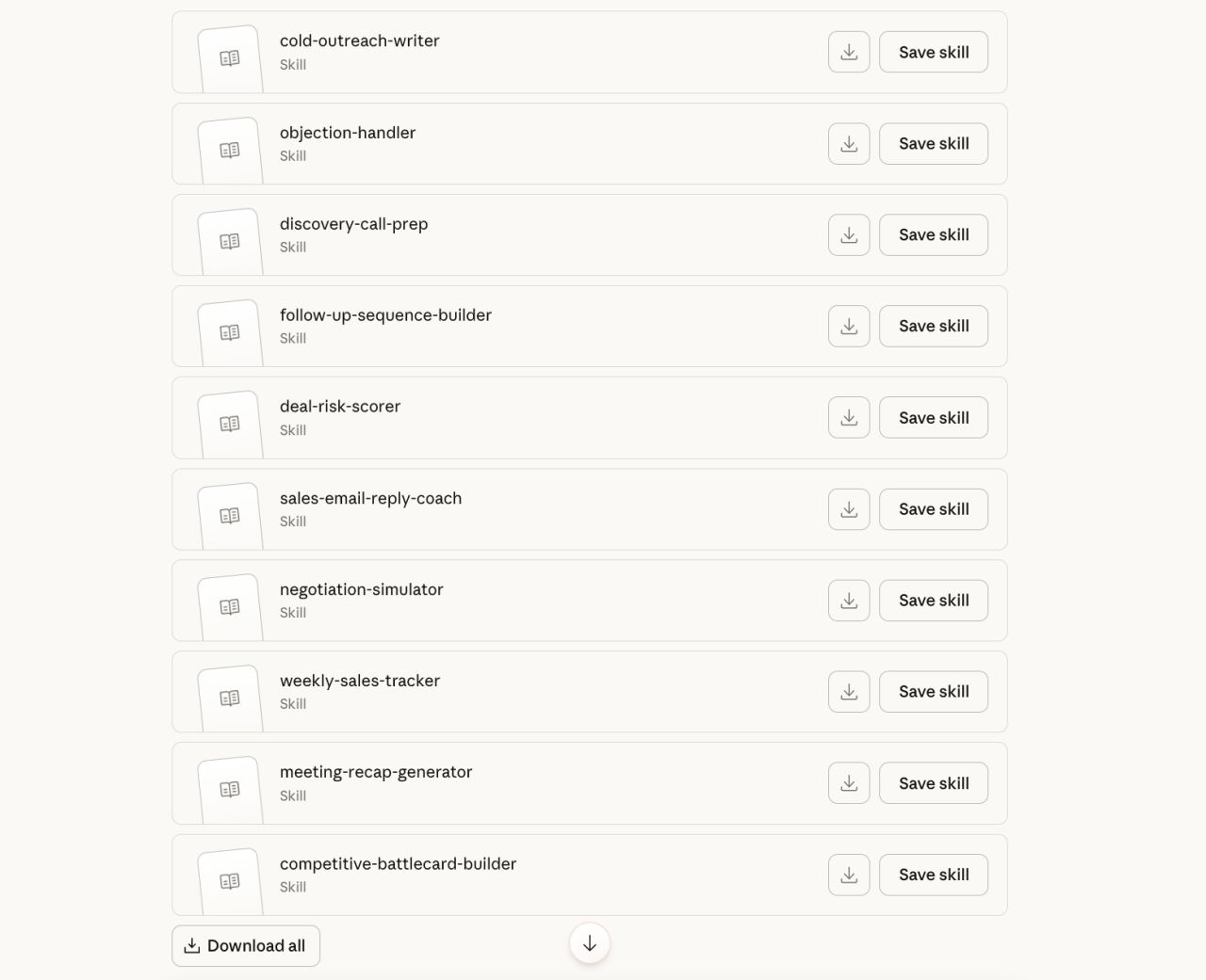 LinkedIn post image: I built 10 Claude skills for salespeople.