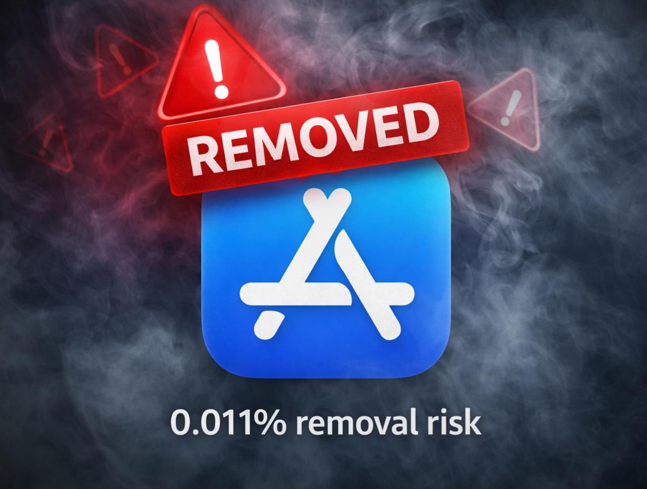 LinkedIn post image: Chance your app gets removed from the App Store — 0.011%.