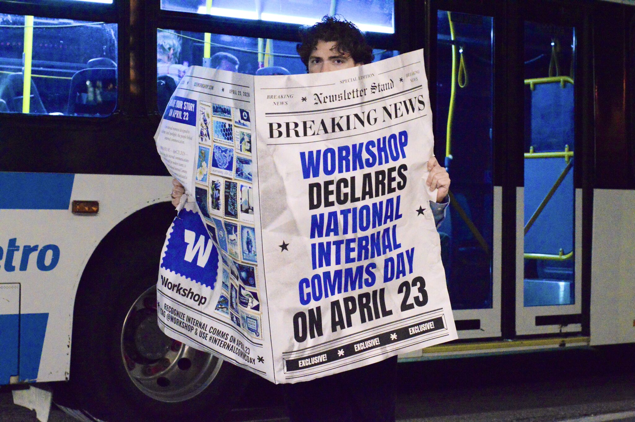LinkedIn post image: HAVE YOU HEARD THE NEWS? 📰 Workshop has officially declared April 23 as NATIONAL INTERNAL COMMS DAY. We created this an