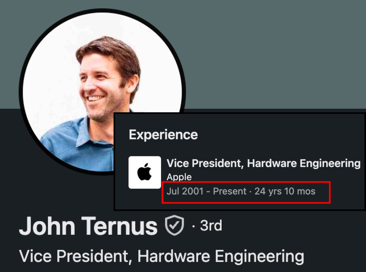 LinkedIn post image: Apple just announced their new CEO. An engineer with +25 yrs of experience!