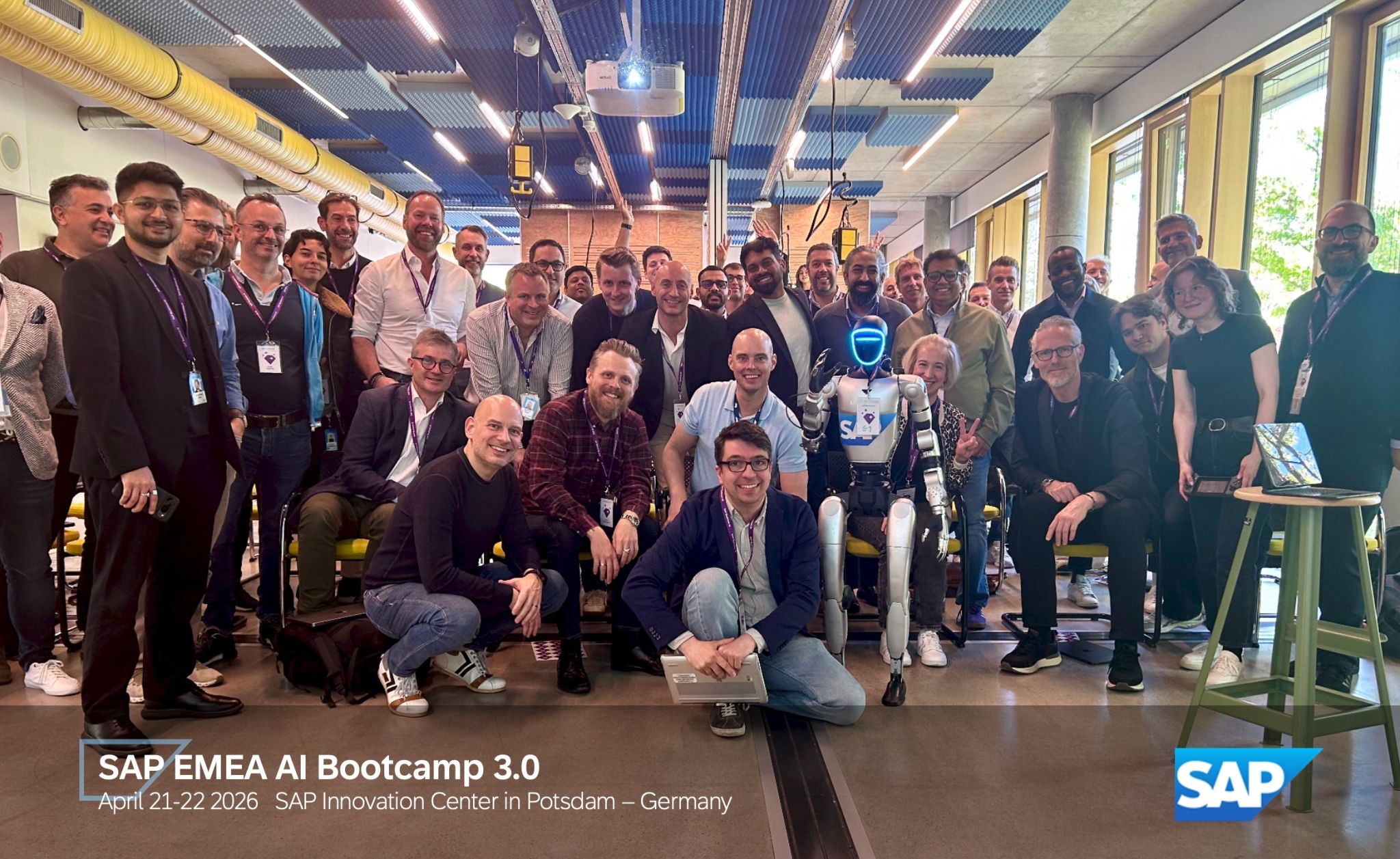 LinkedIn post image: Back from two intense days in our SAP Innovation Centre Potsdam with the whole EMEA AI organisation, under the banner of