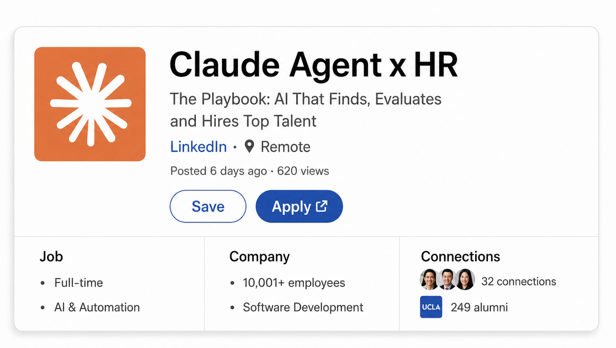 LinkedIn post image: 𝗖𝗹𝗮𝘂𝗱𝗲 𝗔𝗴𝗲𝗻𝘁 𝗳𝗼𝗿 𝗛𝗶𝗿𝗶𝗻𝗴 🗂️