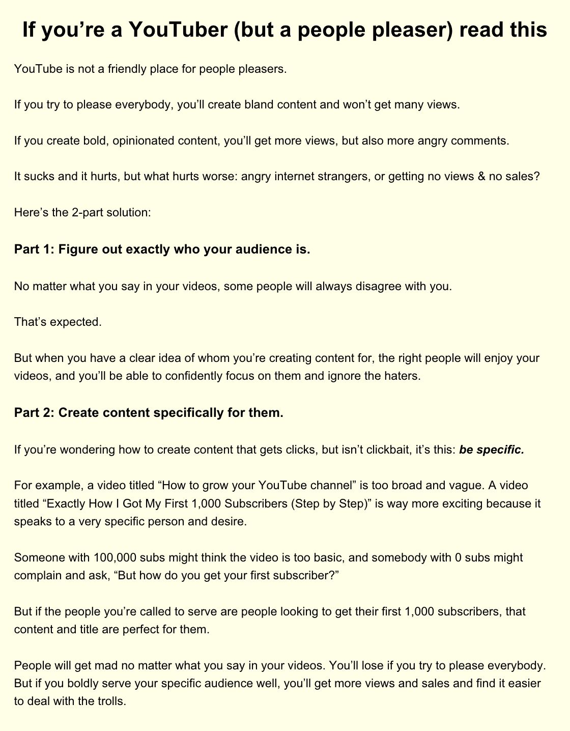 LinkedIn post image: If you’re a YouTuber (but a people pleaser) read this: