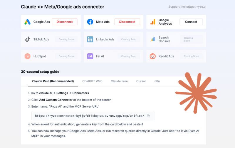 LinkedIn post image: Connect Claude to Google and Meta Ads in 1 click