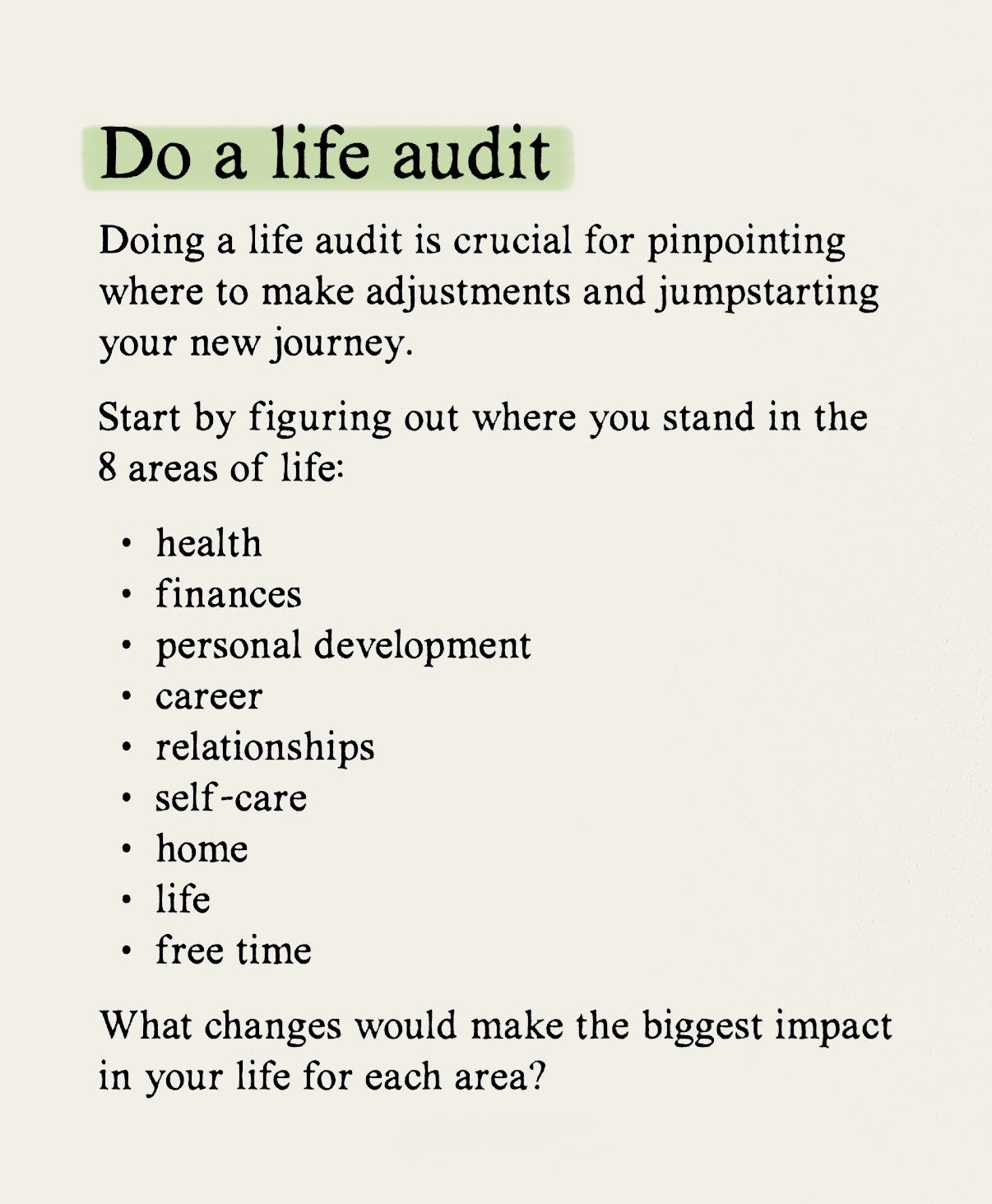 LinkedIn post image: How to do a life audit (in under 15 minutes):