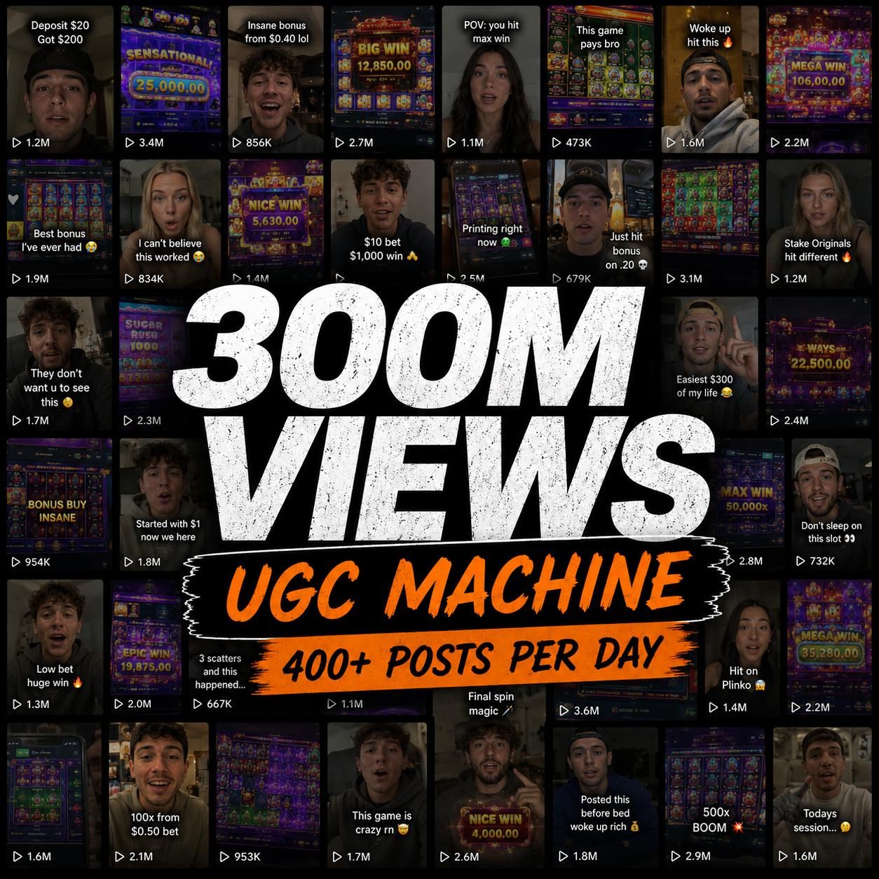 LinkedIn post image: We hit 300M organic views with clips that looked like shit.