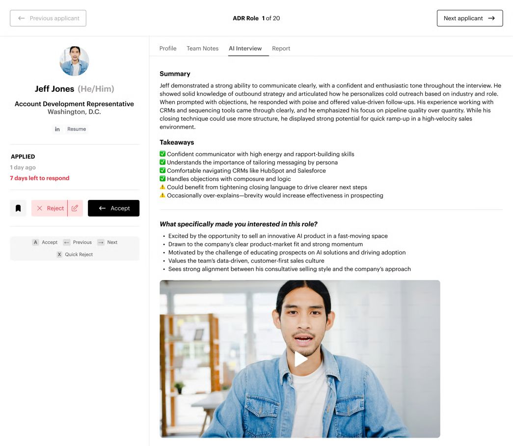 LinkedIn post image: We just crossed 100,000 completed AI interviews on Wellfound, and I'd like to give you a look at how effective they actu