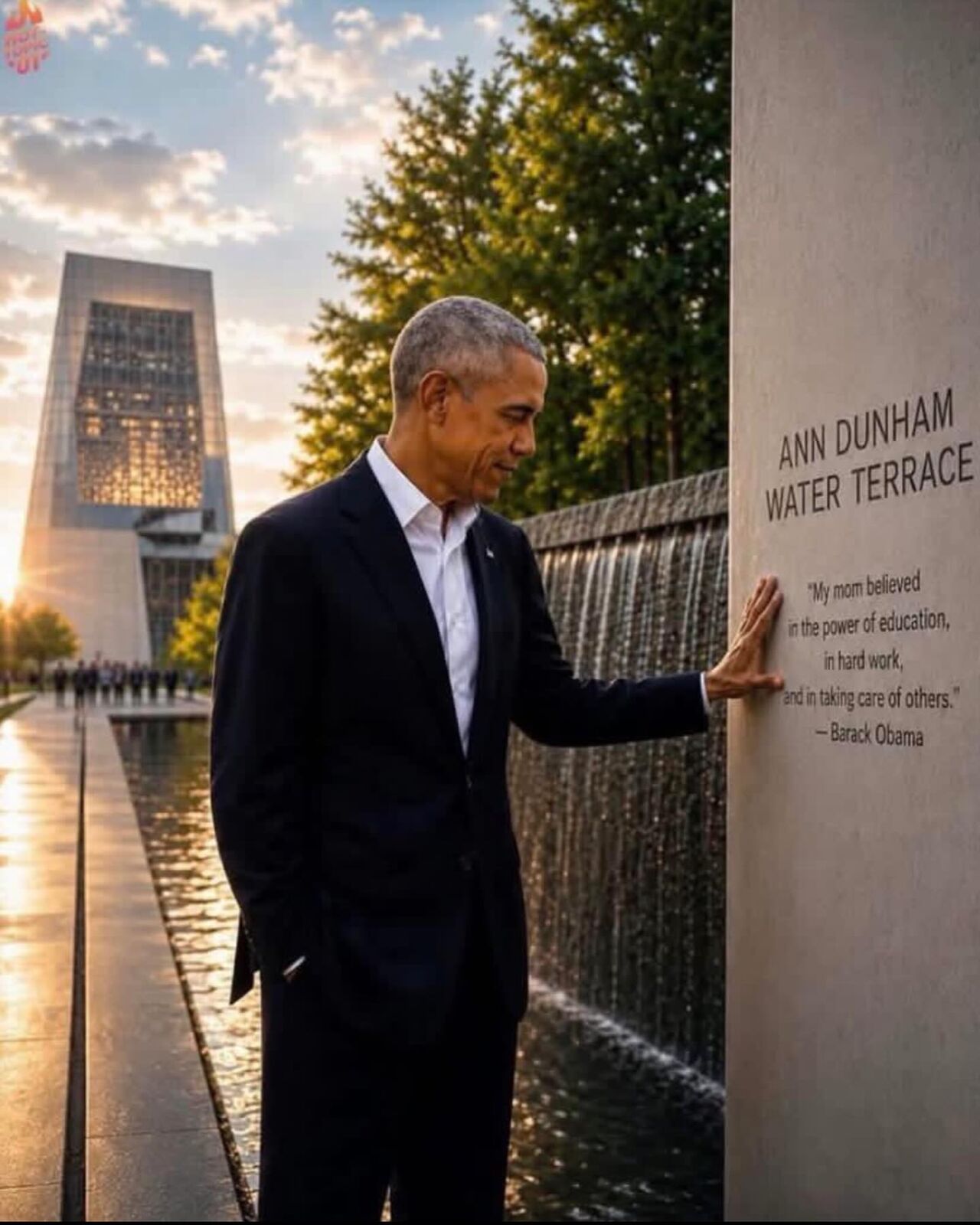 LinkedIn post image: A memorial for his mother at his Library. A great role model. 🇺🇸
