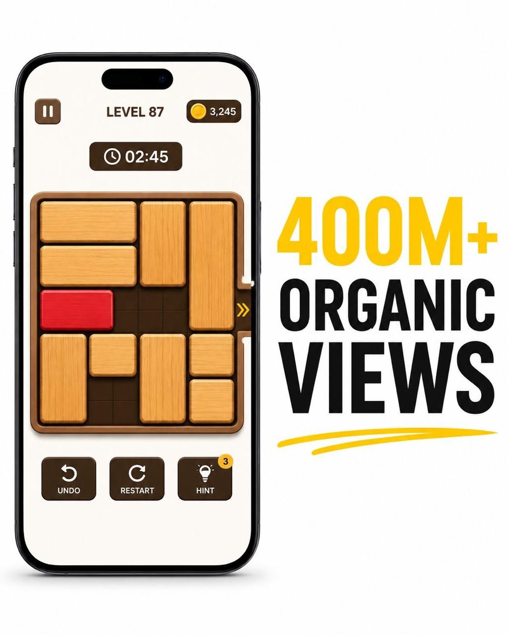LinkedIn post image: A top-10 puzzle game pulled 400M+ organic views in 3 weeks.