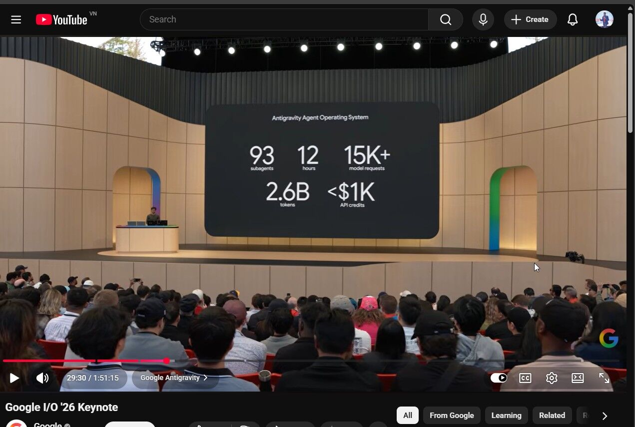 LinkedIn post image: WOW. Google used Gemini 3.5 Flash to build an OS system with less than $1K spent for 2.6B tokens.