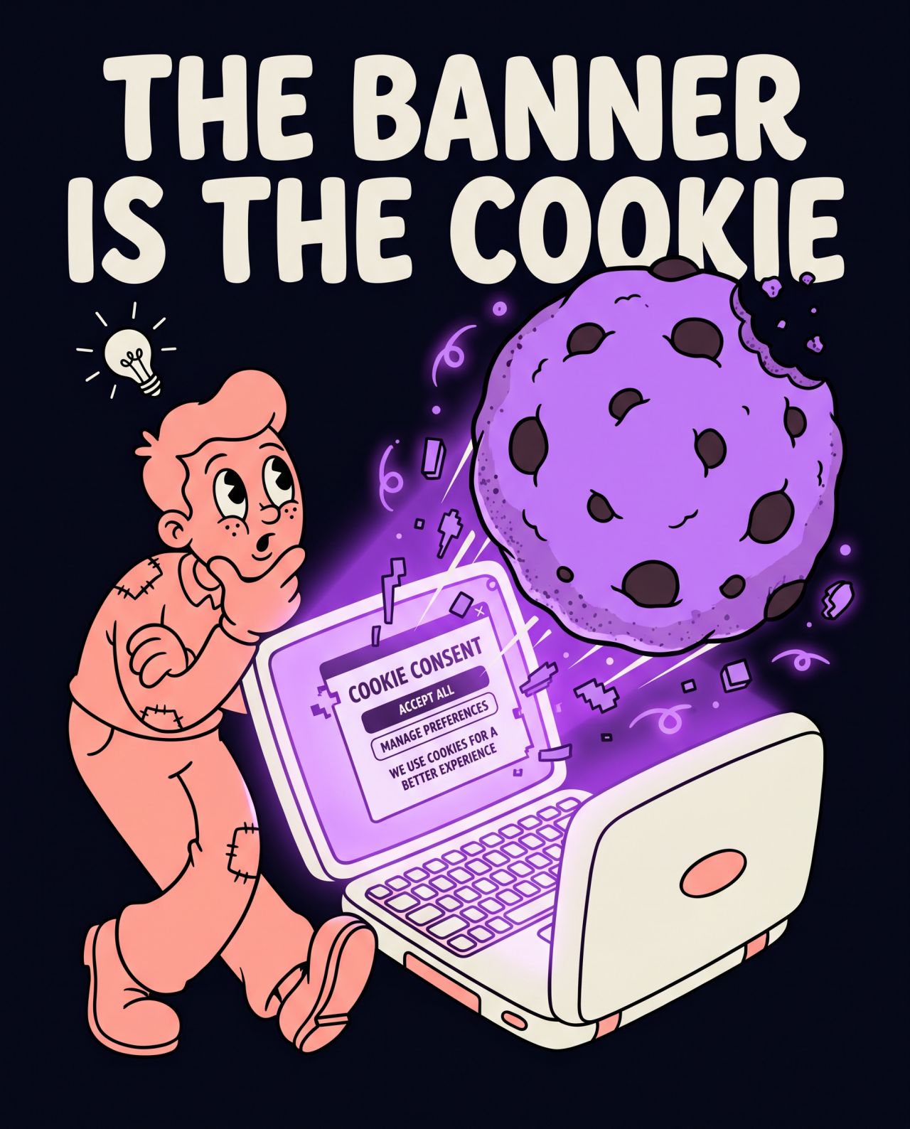 LinkedIn post image: Installed a cookie consent banner today. The banner is the first cookie.