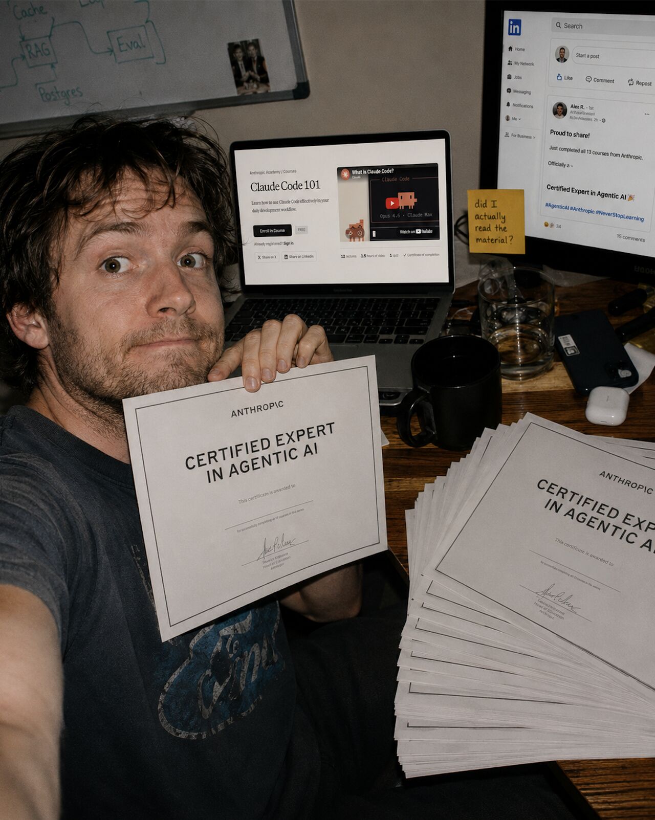 LinkedIn post image: anthropic just shipped 13 free certificate courses 🔥
