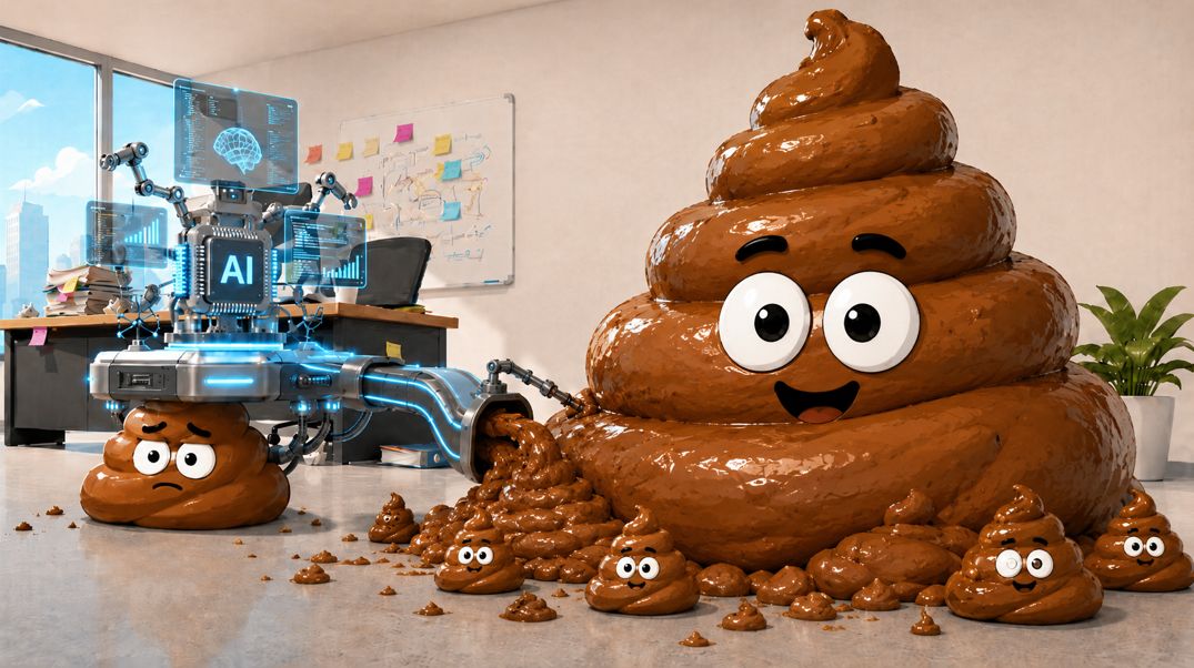 LinkedIn post image: If you build AI on top of sh*t, you get more sh*t.