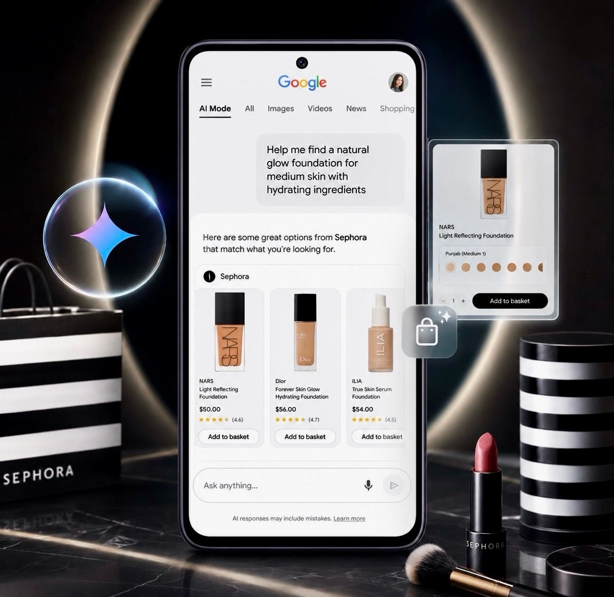 LinkedIn post image: Sephora is the FIRST prestige beauty retailer to enable check-out directly within Google’s AI ecosystem 💄