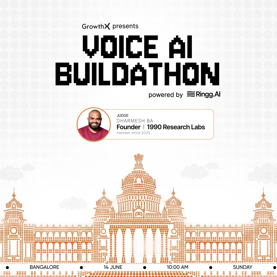 LinkedIn post image: Joining as a judge in GrowthX® voice AI buildathon. Looking forward to reviewing India AI use cases.