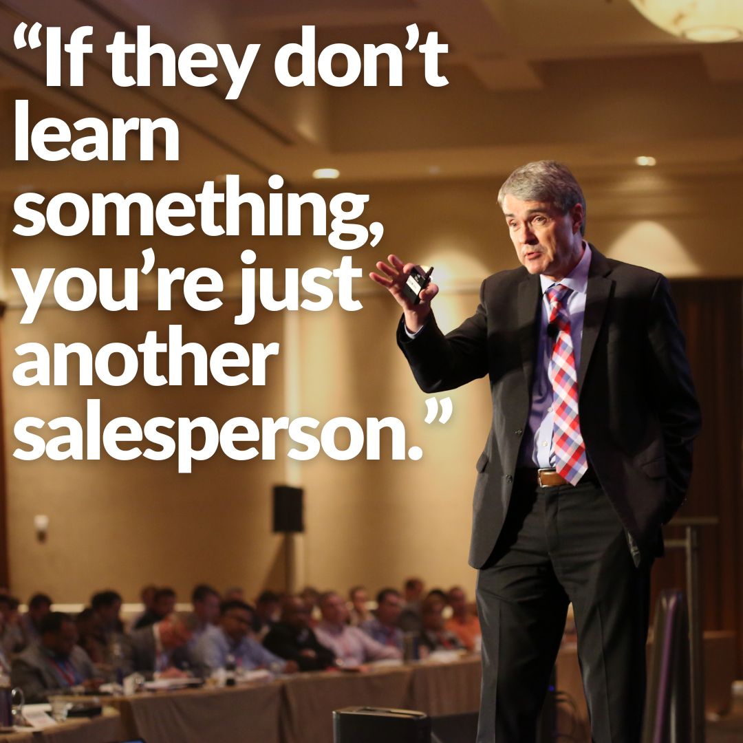 LinkedIn post image: Customers don’t remember average sales calls.