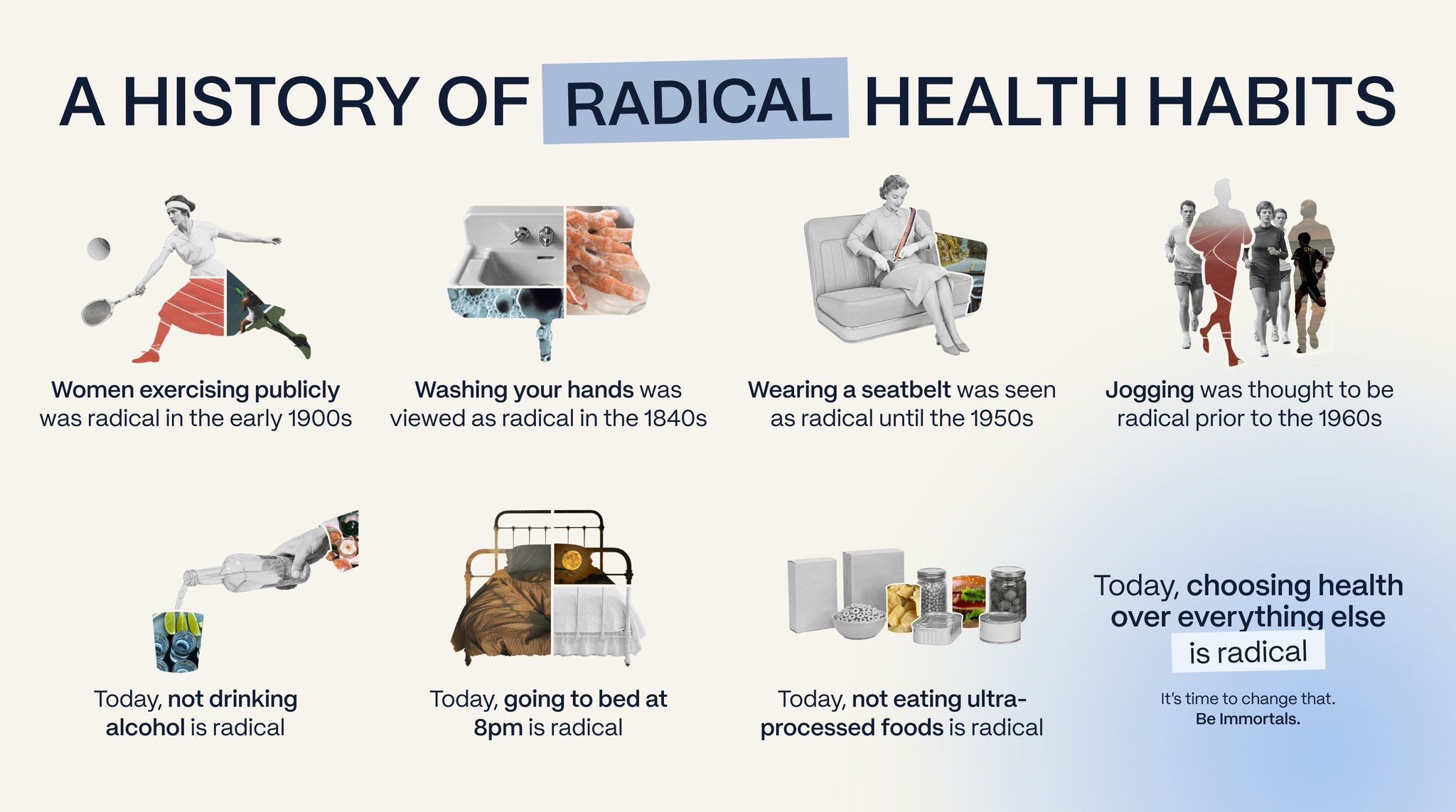 LinkedIn post image: My company Immortals is using "radical" as the conversation entry point because history has shown that major leaps in hu