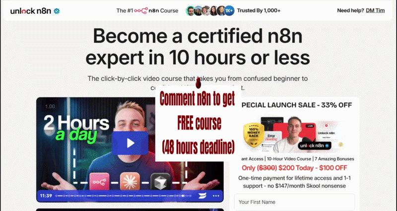 LinkedIn post image: To celebrate the launch of Unlock GTME I'm giving away FREE access to Unlock N8N to 3 people.