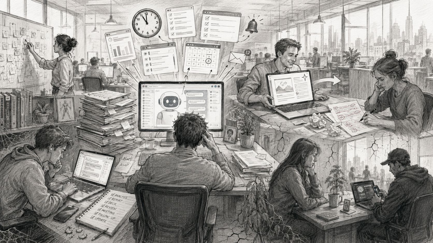 LinkedIn post image: AI op de werkvloer: de 5 onverwachte bijwerkingen waar we te weinig over praten