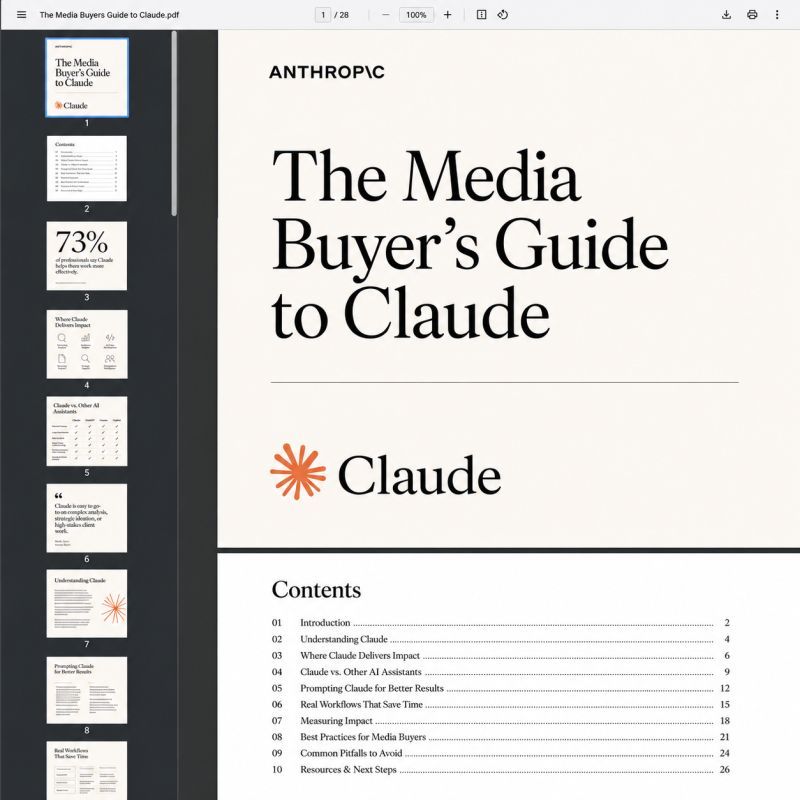 LinkedIn post image: The Media Buyer's Guide to Claude is here.