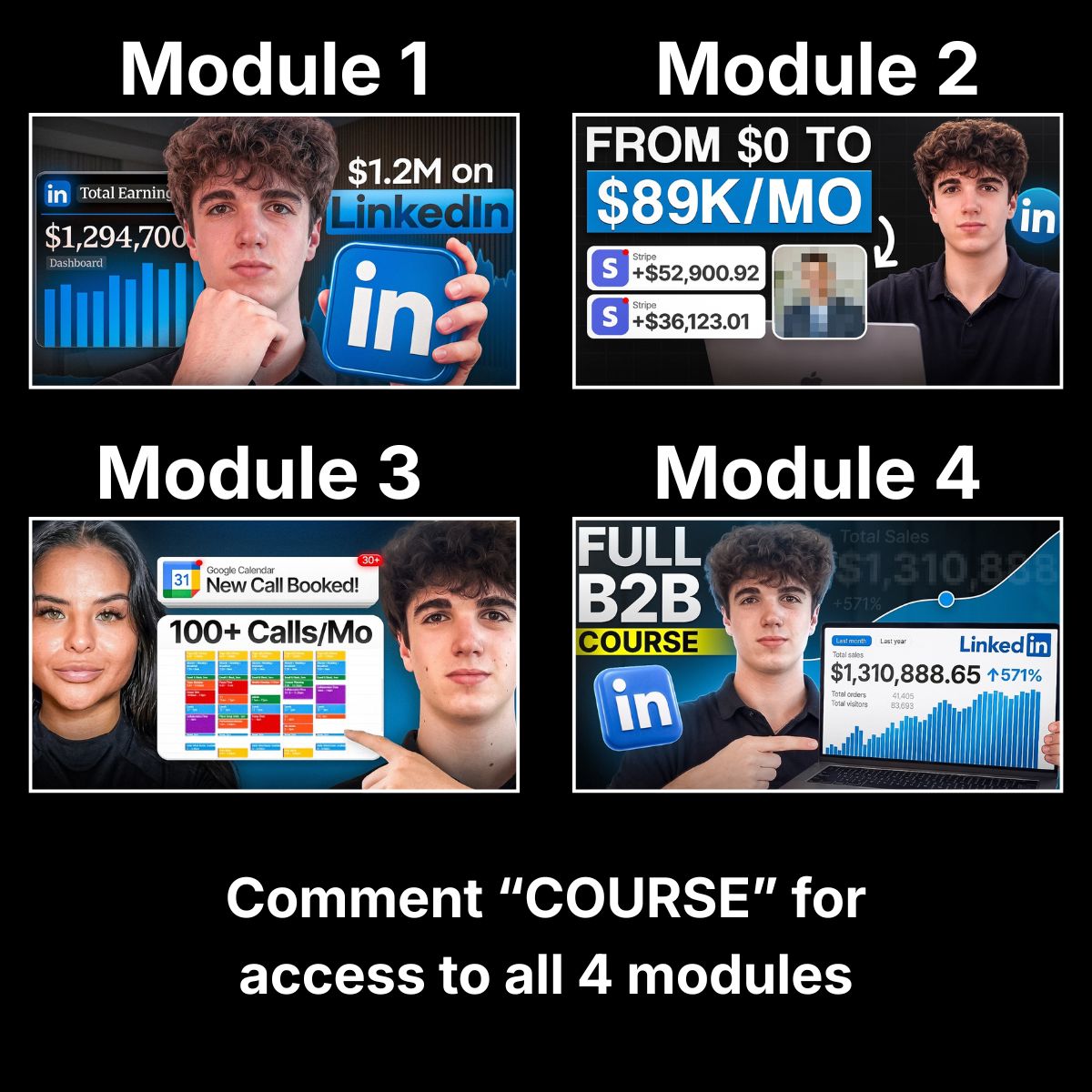 LinkedIn post image: Over the past two years I've grown my agency to over $1.2M ARR using only LinkedIn. Here's how: