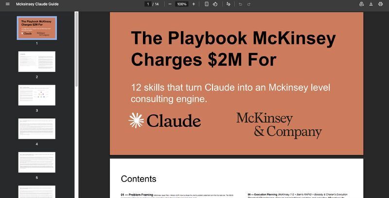 LinkedIn post image: I turned the most valuable Mckinsey frameworks into AI Skills 🔥