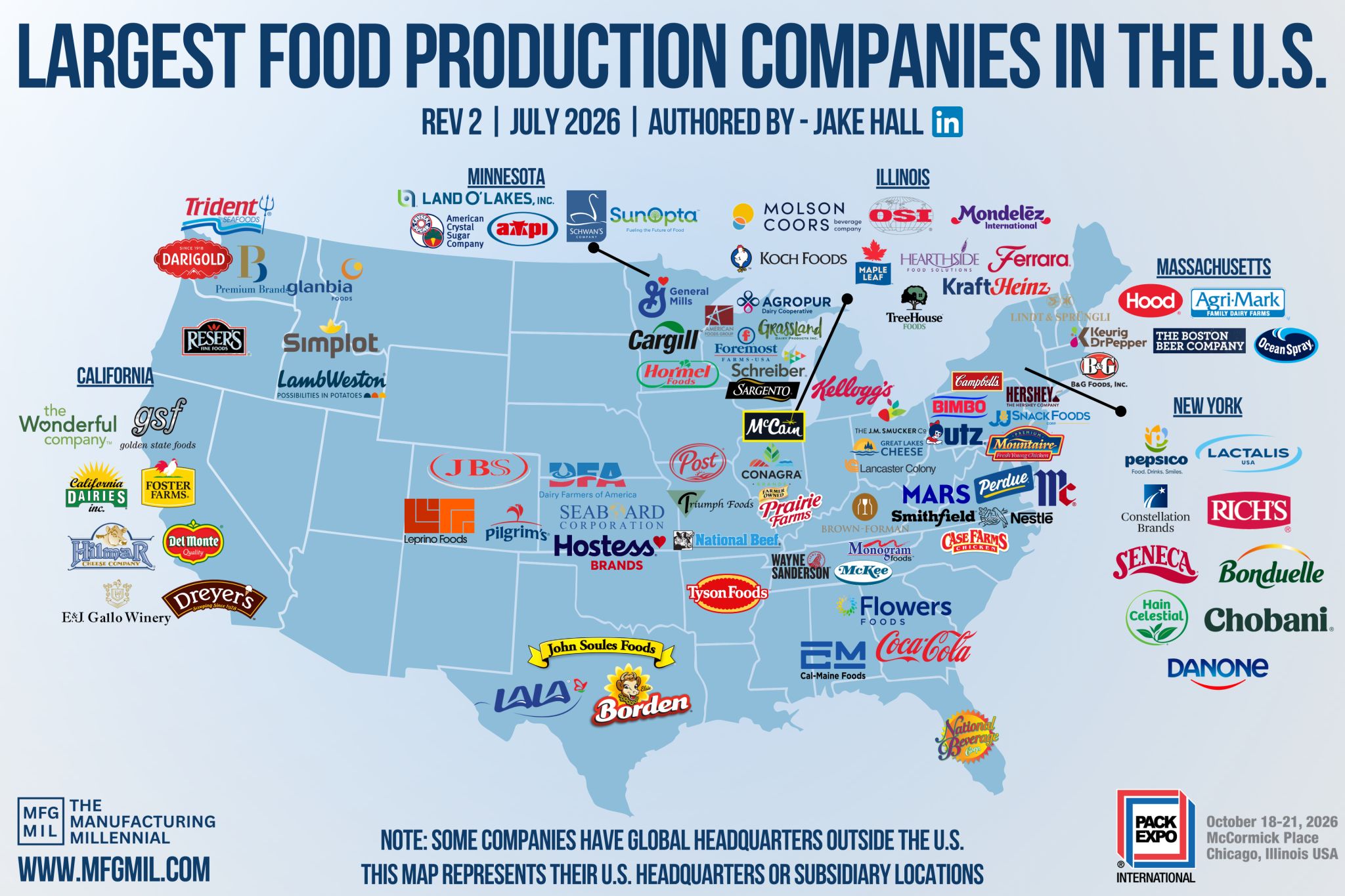 LinkedIn post image: Top 100 𝐋𝐚𝐫𝐠𝐞𝐬𝐭 𝐅𝐨𝐨𝐝 𝐏𝐫𝐨𝐝𝐮𝐜𝐭𝐢𝐨𝐧 𝐂𝐨𝐦𝐩𝐚𝐧𝐢𝐞𝐬 in the United States. 🍽️🍔 Over 1.7 million pe
