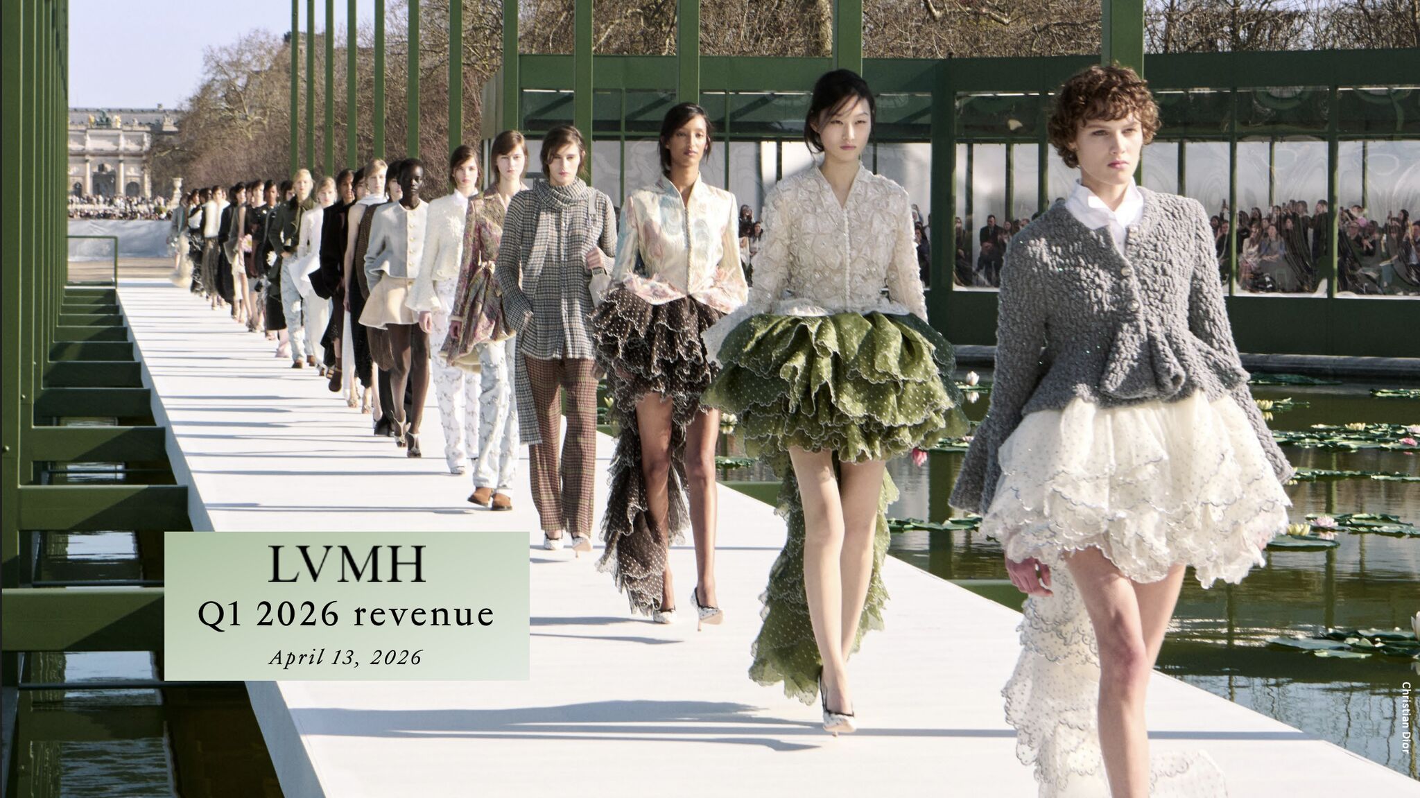 LinkedIn post image: 🔴 LVMH's revenue dropped from 20.3b EUR to 19.1b EUR in Q1... Let's take a closer look at their performance... Shall we