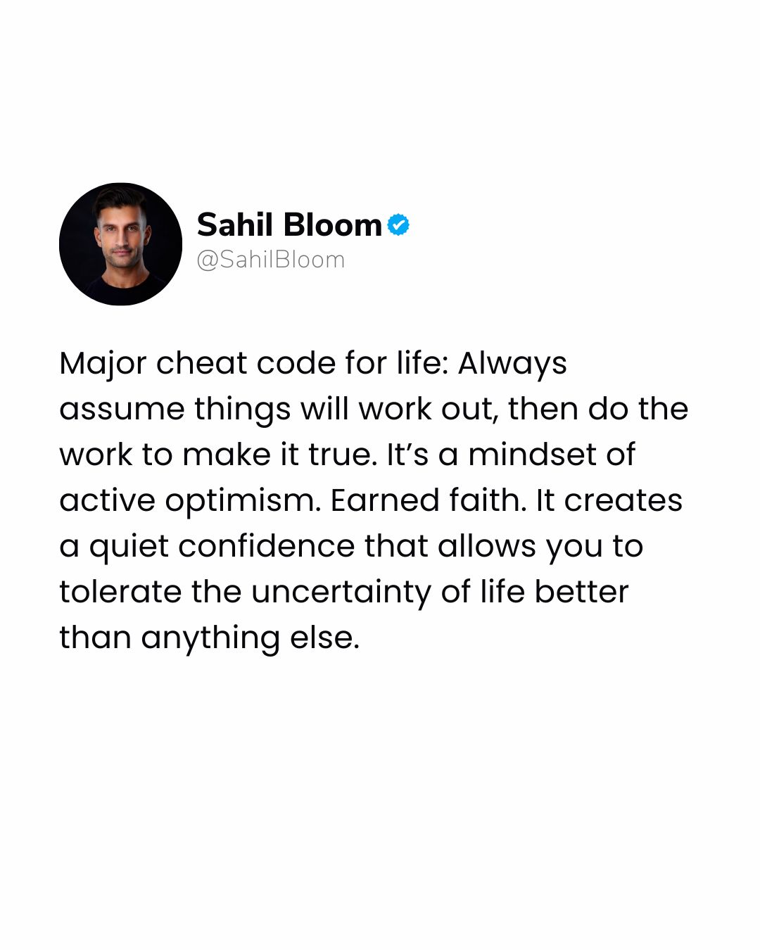 LinkedIn post image: Assume things will work out.