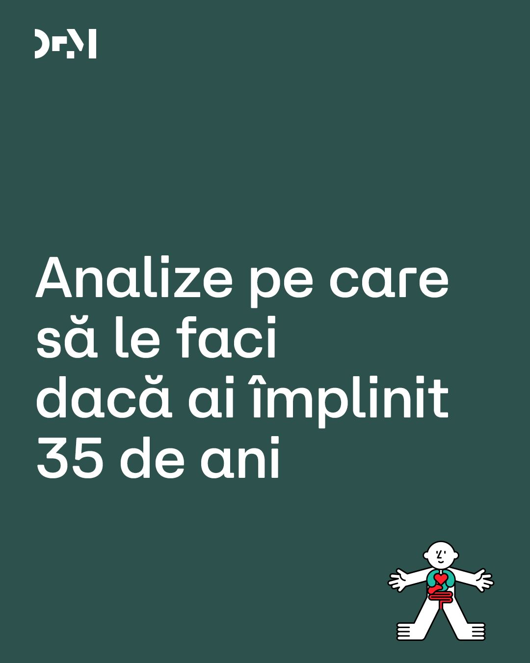 LinkedIn post image: După 35 de ani, analizele făcute regulat pot descoperi din timp probleme pe care încă nu le simți.