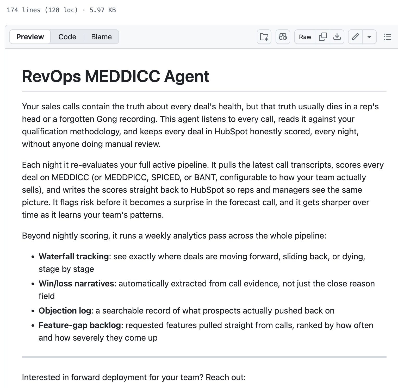 LinkedIn post image: For all the forkers out there here's a deal intelligence agent you can deploy (and improve upon!) 👇