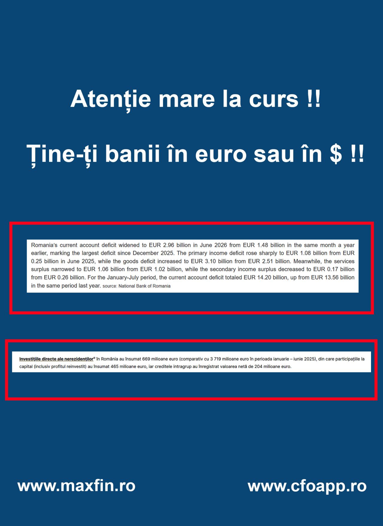 LinkedIn post image: Ieri s-a publicat situația Contului Curent al României.