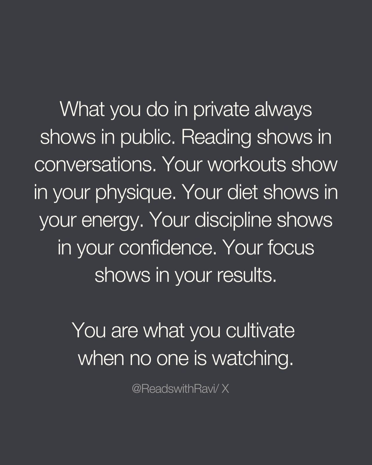 LinkedIn post image: What you do in private always shows in public, and this is such good news.