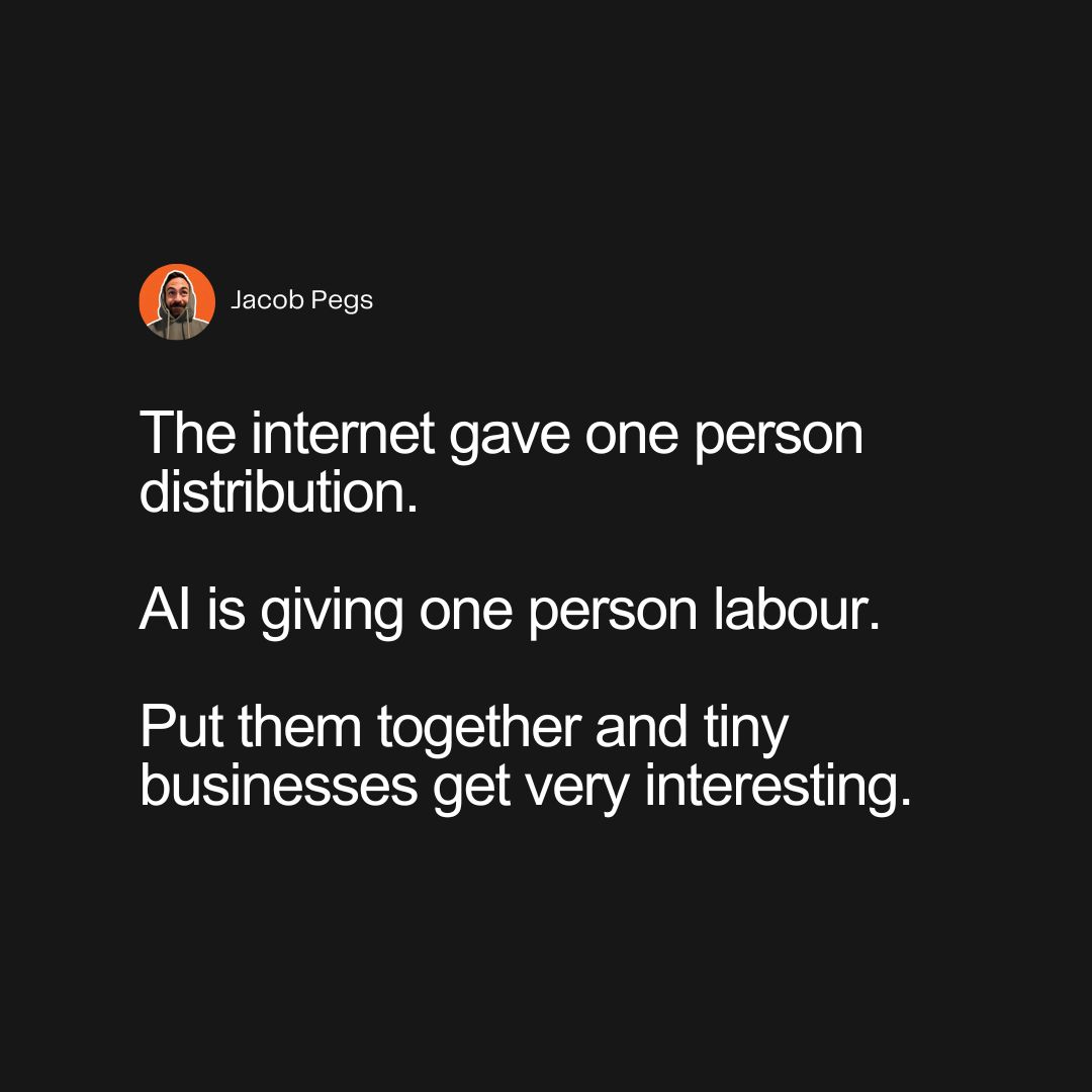 LinkedIn post image: AI is going to create a ridiculous number of $250k/yr+ one-person businesses.