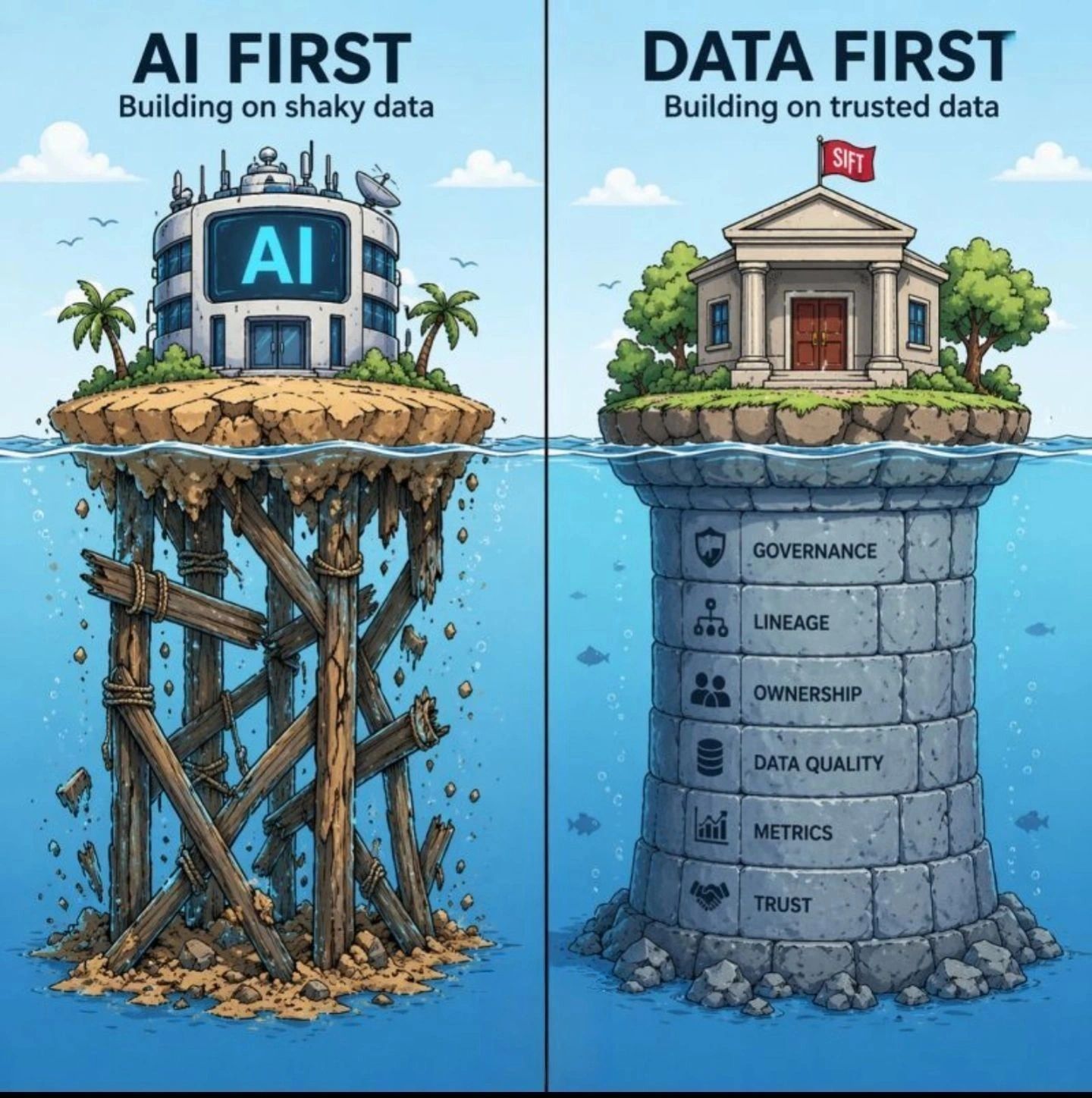 LinkedIn post image: AI won't fix bad data.