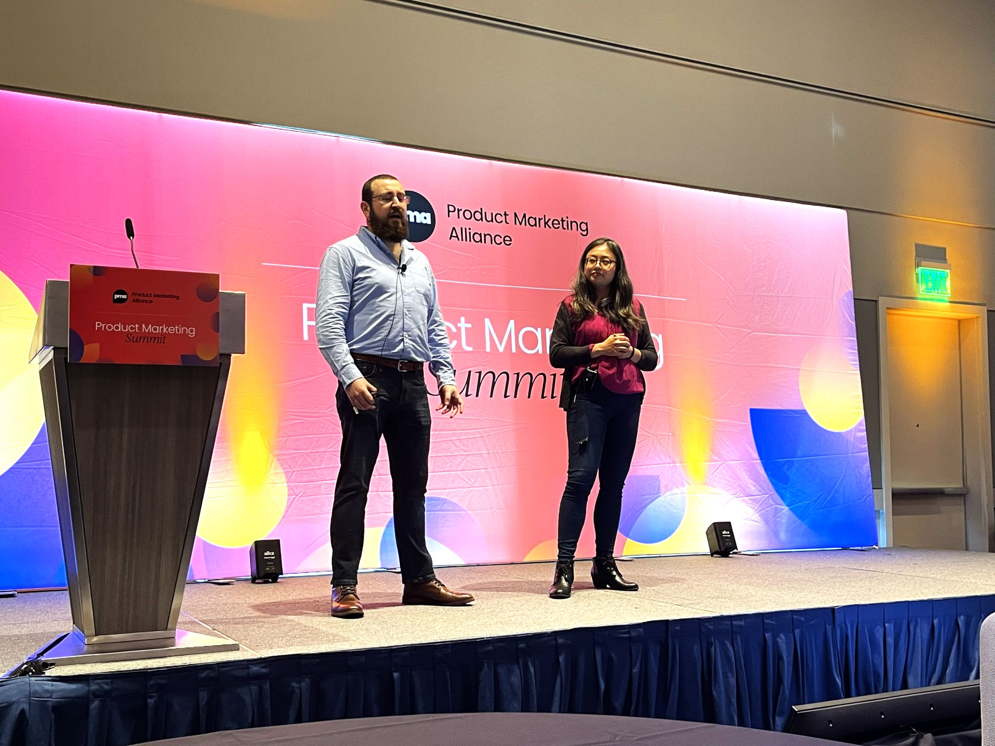 LinkedIn post image: had a blast last week at the San Francisco Product Marketing Alliance Summit 🔥
