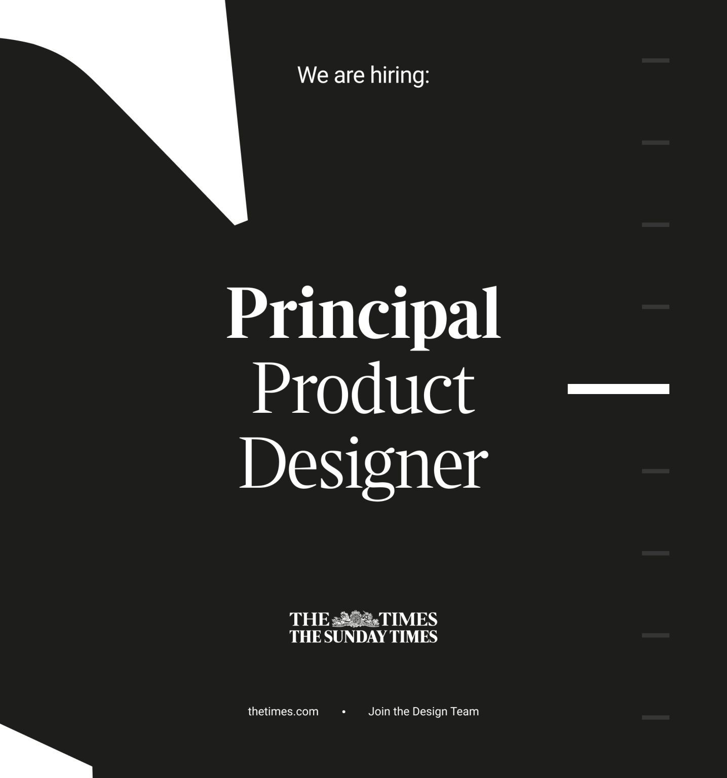 LinkedIn post image: I'm hiring two designers to join my team at The Times. News UK.